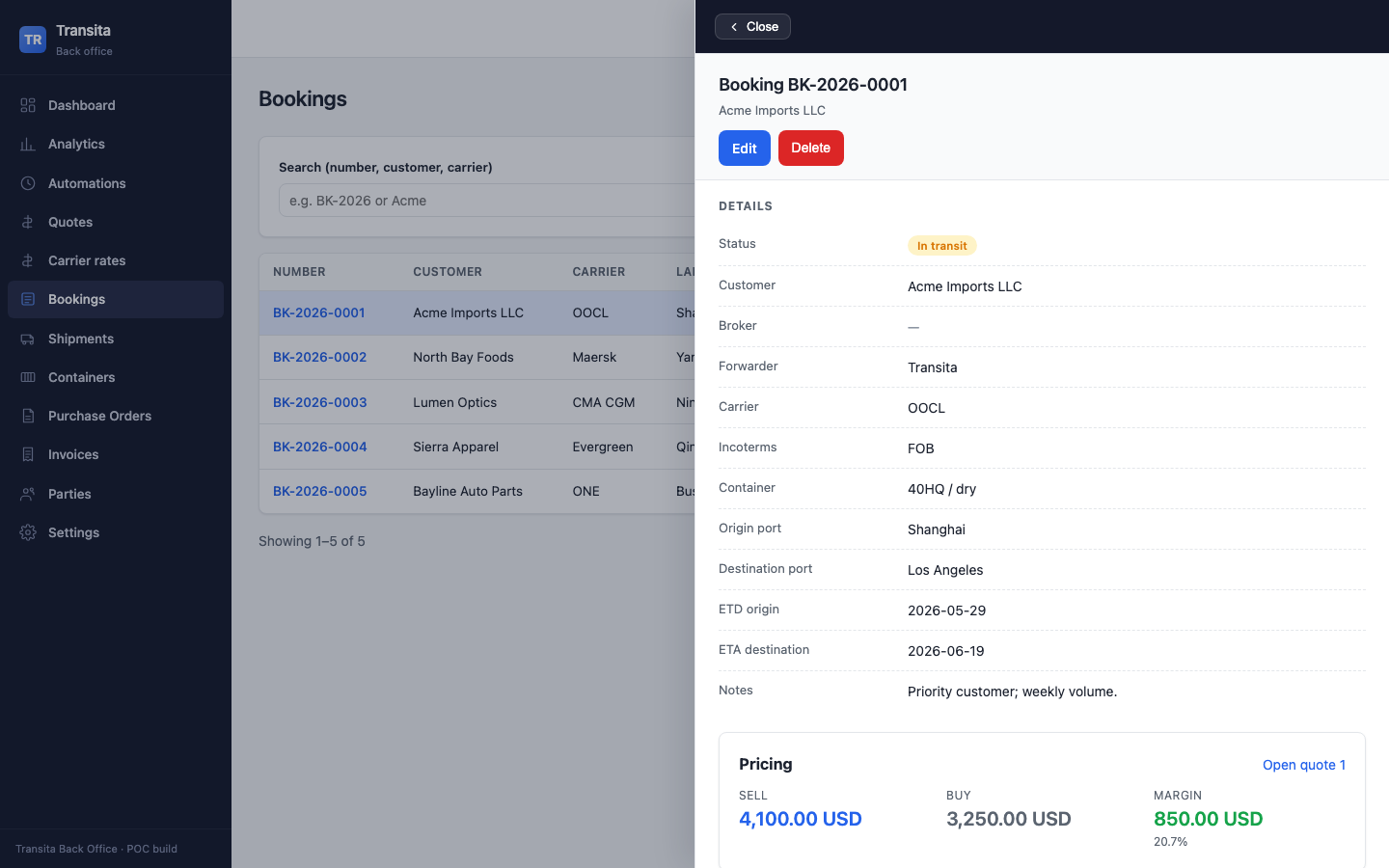 Booking drawer with pricing summary